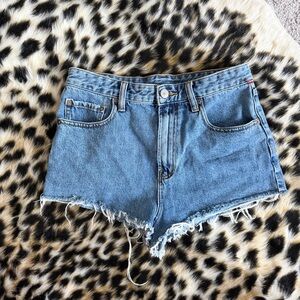 BDG Light Blue Frayed Hem Jean Shorts